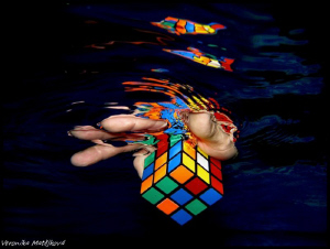 Taken in swimmingpool.
Color cube in a hand by Veronika Matějková 